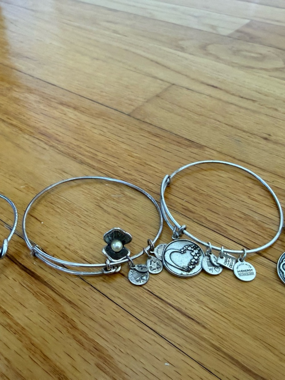 Alex & Ani Silver-Tone Charm Bangle Bracelets (4)